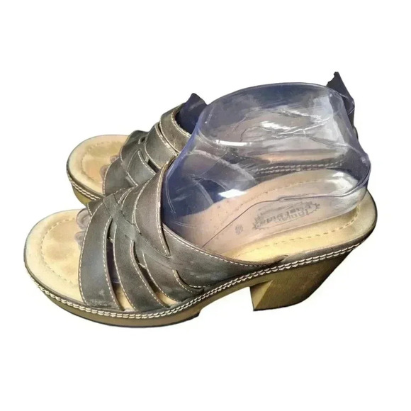 Vintage 90's Y2K Lower East Side Brown Chunky Platform Slides Sandals Size 10 - Picture 9 of 12